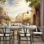 Miniatura fototapety Malownicza uliczka z mostkiem we wnętrzu kuchni