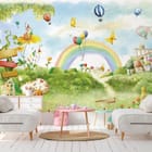 Miniatura fototapety Bajkowy krajobraz z tęczą we wnętrzu pokoju dziecka