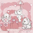 Miniatura fototapety Trzy białe króliki z parasolką