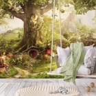 Miniatura fototapety Wielkie drzewo z wróżkami we wnętrzu pokoju nastolatka