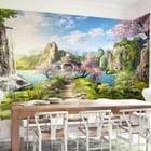 Miniatura fototapety Altana z wodospadem i górami we wnętrzu kuchni