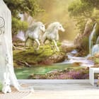 Miniatura fototapety Jednorożce na leśnej polanie we wnętrzu pokoju dziecka