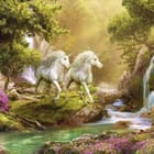 Miniatura fototapety Jednorożce na leśnej polanie