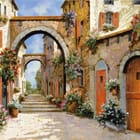 Miniatura fototapety Urok Starego Miasta z kwiatami