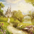 Miniatura fototapety Zamek na wzgórzu z mostem