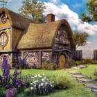 Miniatura fototapety Kamienny domek z trzcinowym dachem