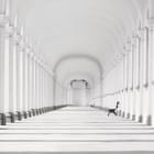 Miniatura fototapety Biały korytarz z kolumnami 3D