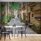 Miniatura fototapety Uliczka z kwiatami w Starym Mieście we wnętrzu kuchni