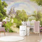 Miniatura fototapety Zamek z Tęczą w Bajkowej Krainie we wnętrzu pokoju dziecka