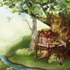 Miniatura fototapety Domek na drzewie w magicznym lesie