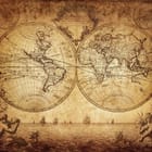 Miniatura fototapety Stara mapa świata z globusami
