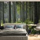 Miniatura fototapety Las o świcie z promieniami słońca we wnętrzu pokoju nastolatka