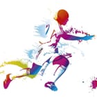 Miniatura fototapety Kolorowy piłkarz w ruchu