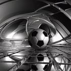 Miniatura fototapety Piłka Nożna na Metalowej Powierzchni