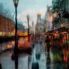 Miniatura fototapety Ulica w deszczowy dzień