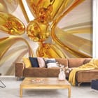 Miniatura fototapety Abstrakcyjne Złote Formy 3D we wnętrzu salonu