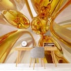 Miniatura fototapety Abstrakcyjne Złote Formy 3D we wnętrzu biura