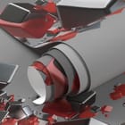 Miniatura fototapety Czerwone i czarne sześciany 3D - realne zdjęcie w rolce