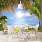 Miniatura fototapety Plaża z palmami i oceanem - aranżacja w kuchni