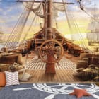 Miniatura fototapety Pokład drewnianego statku żaglowego we wnętrzu pokoju dziecka