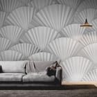 Miniatura fototapety Wzór wachlarzy w odcieniach szarości we wnętrzu salonu