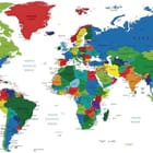 Miniatura fototapety Kolorowa Mapa Świata na Ścianie