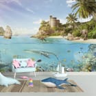 Miniatura fototapety Krajobraz morski z zamkiem we wnętrzu pokoju dziecka