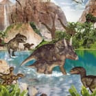 Miniatura fototapety Dinozaury nad wodą w lesie