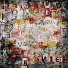 Miniatura fototapety Kolaż liter i cyfr na kolorowym tle