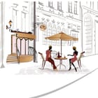 Miniatura fototapety Kawiarniana scena z parą w mieście