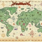 Miniatura fototapety Stara mapa świata z kontynentami