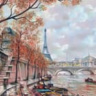 Miniatura fototapety Wieża Eiffla i jesienne drzewa