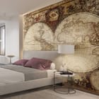 Miniatura fototapety Stara mapa świata z kontynentami we wnętrzu sypialni