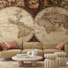 Miniatura fototapety Stara mapa świata z kontynentami we wnętrzu salonu