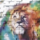 Miniatura fototapety Lew na tle ceglanej ściany