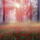 Miniatura fototapety Leśne gęstwiny z makami