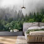 Miniatura fototapety Mglisty las iglasty we wnętrzu sypialni