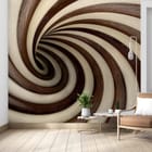 Miniatura fototapety Spiralny Tunel w Drewnianych Tonach - aranżacja w salonie
