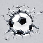 Miniatura fototapety Piłka nożna przebijająca ścianę