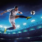 Miniatura fototapety Piłkarz na stadionie nocą