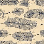 Miniatura fototapety Dekoracyjne pióra na beżowym tle