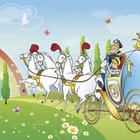 Miniatura fototapety Karoca na łące z tęczą