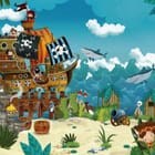 Miniatura fototapety Piracki statek na błękitnym morzu