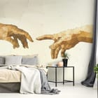 Miniatura fototapety Geometryczne Dłonie na Jasnym Tle we wnętrzu sypialni