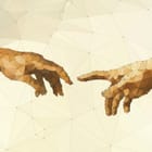 Miniatura fototapety Geometryczne Dłonie na Jasnym Tle