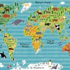 Miniatura fototapety Mapa świata z zwierzętami