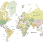 Miniatura fototapety Mapa świata z kontynentami i krajami