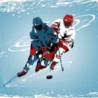 Miniatura fototapety Hokeiści w akcji na lodzie