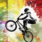 Miniatura fototapety Abstrakcyjne graffiti z rowerzystą