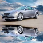 Miniatura fototapety Srebrny sportowy samochód na drodze